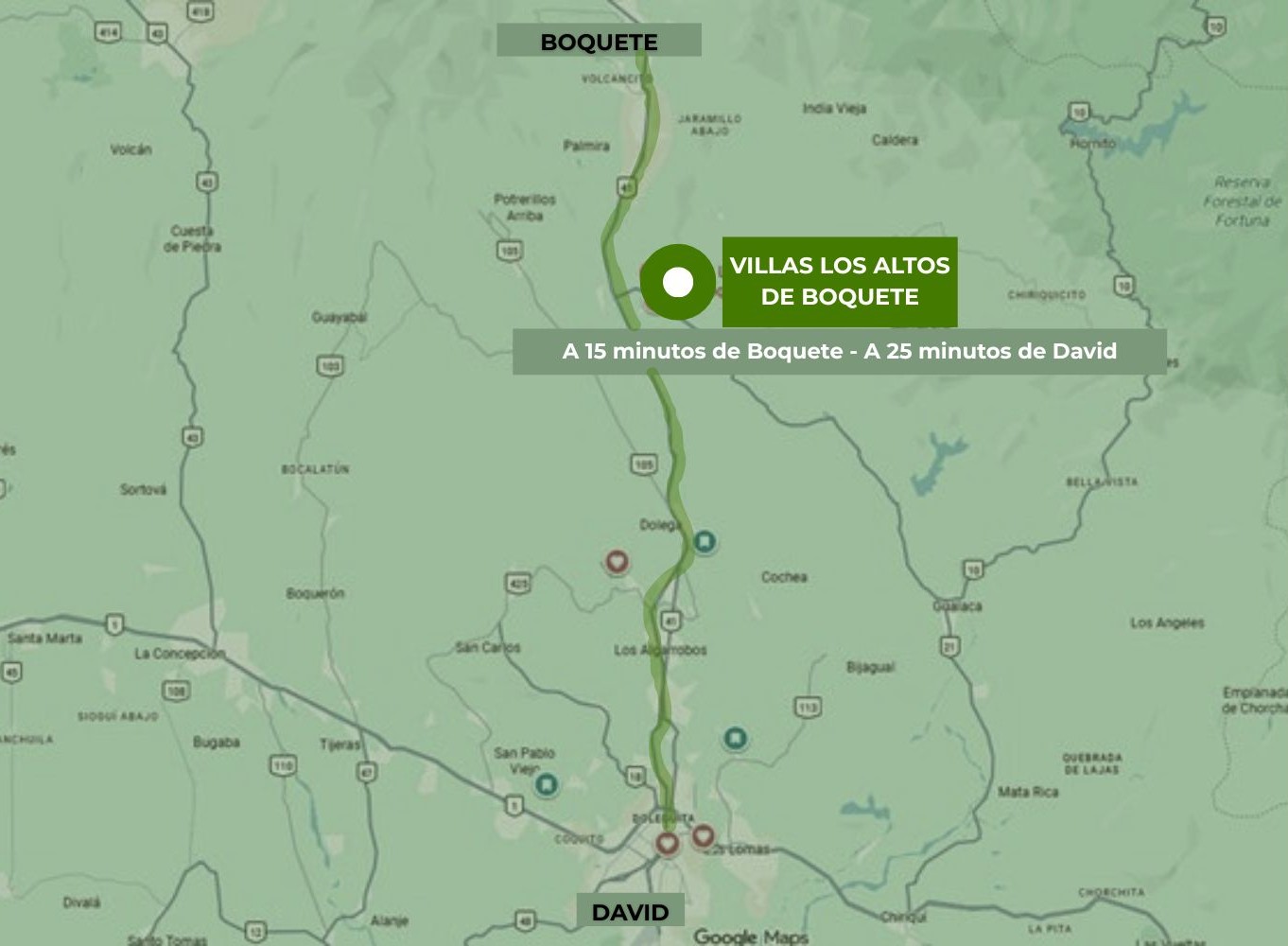 Mapa de ubicación Villas Los Altos de Boquete